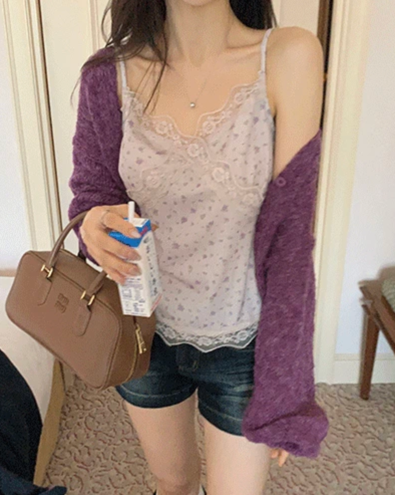 法式復古感碎花背心