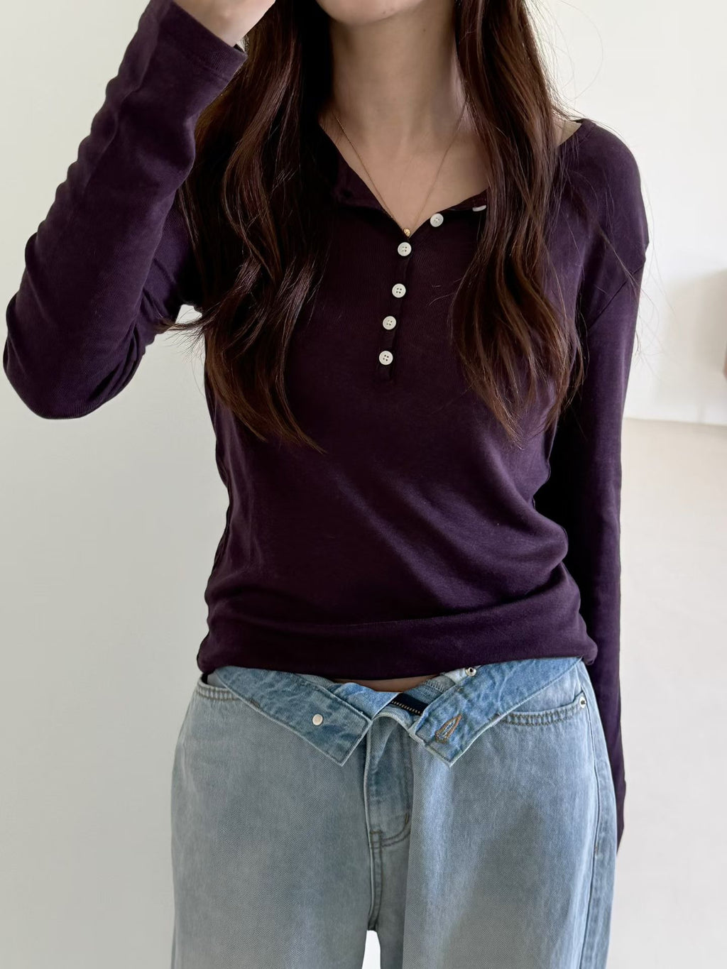 休閒鬆弛感button tee