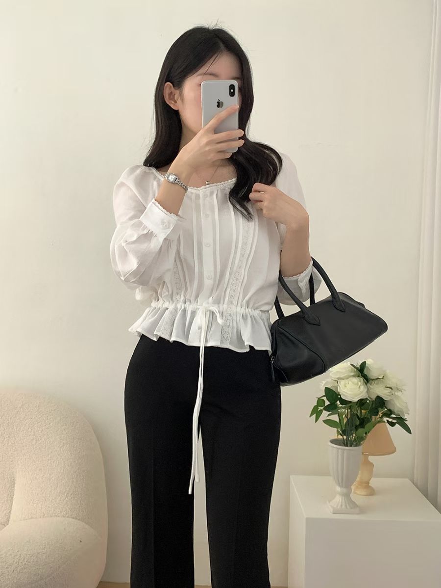 法式女孩的綁帶blouse