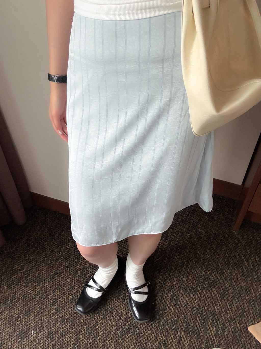 氣質satin mid skirt