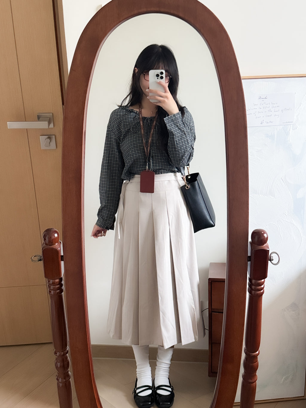 法式女孩的格紋blouse