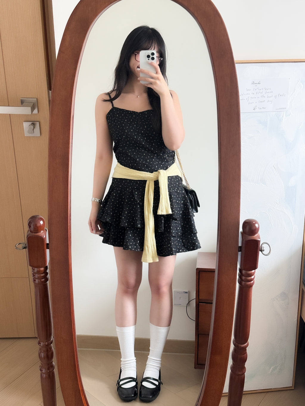 復古碎花背心layer dress