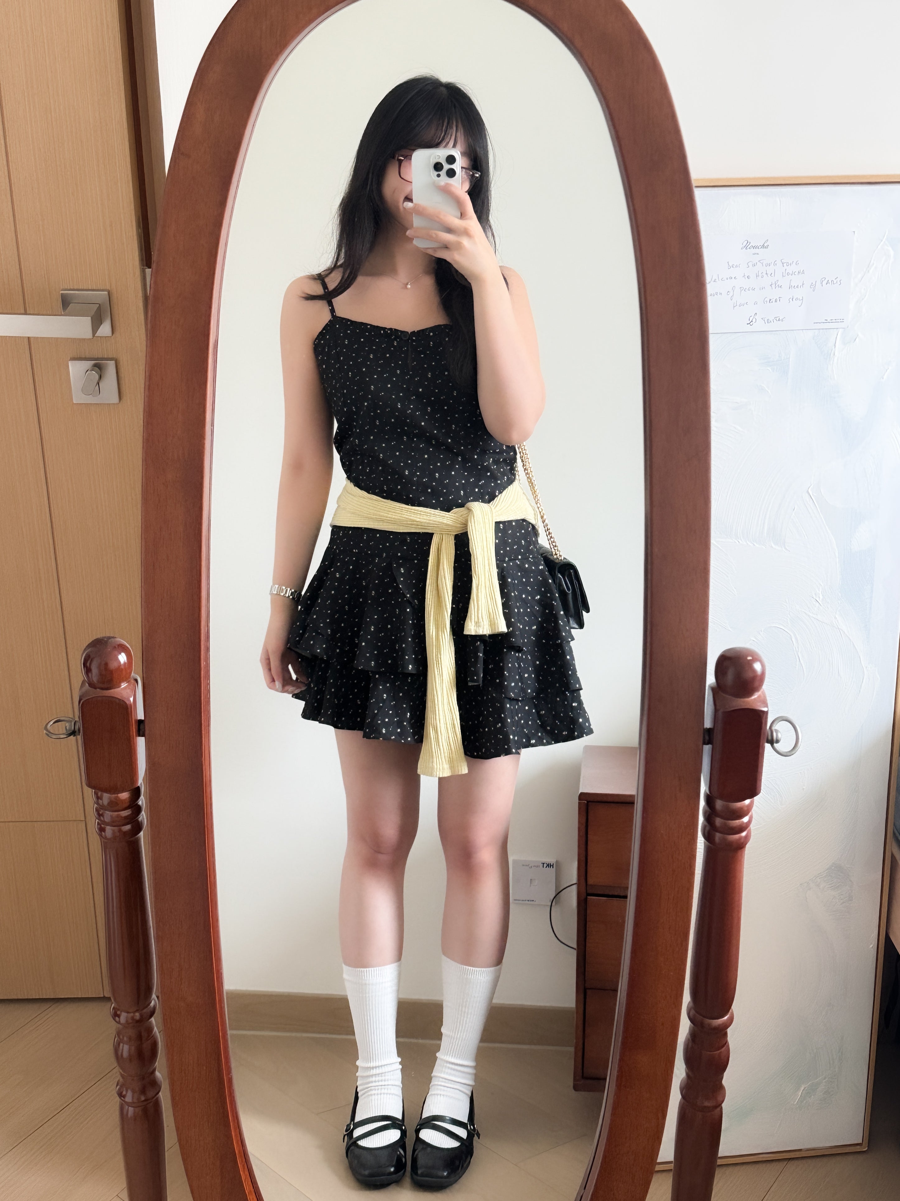 復古碎花背心layer dress