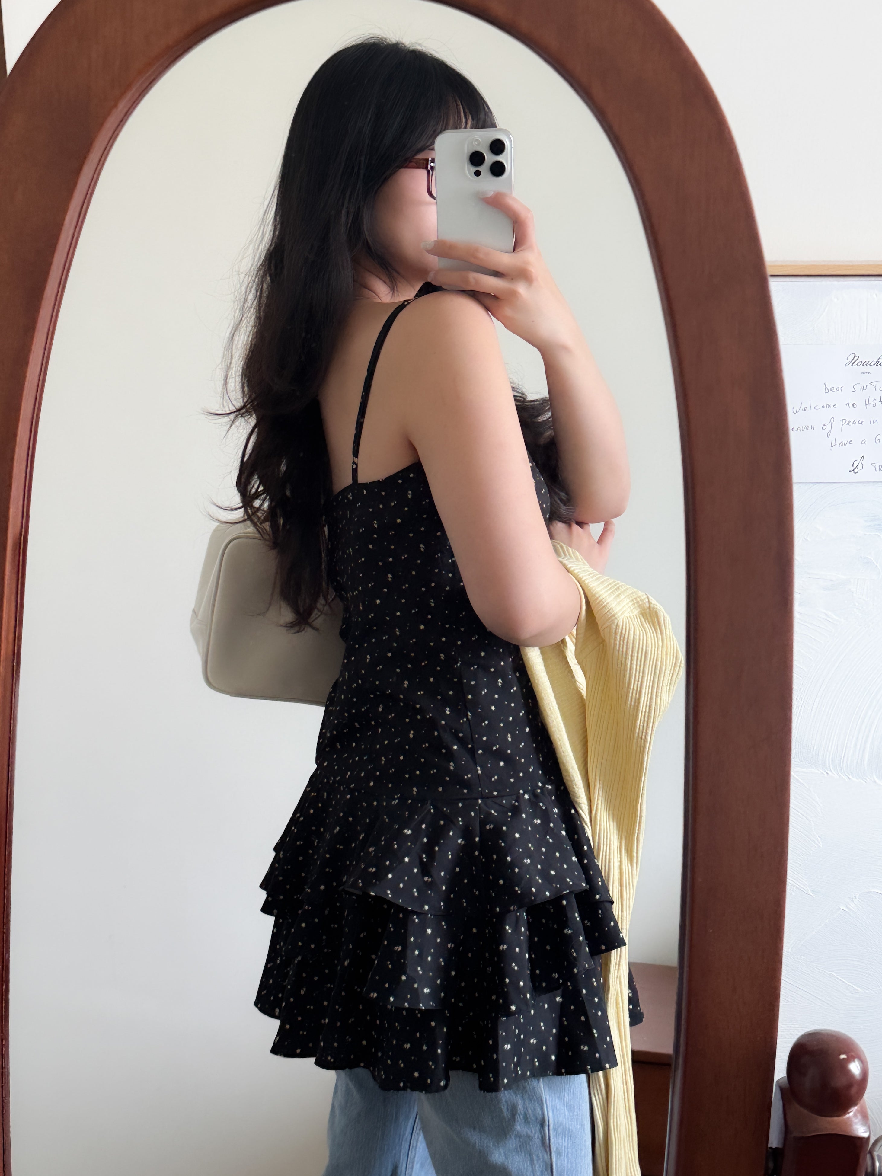 復古碎花背心layer dress