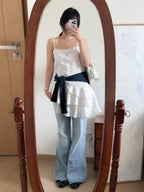 復古碎花背心layer dress