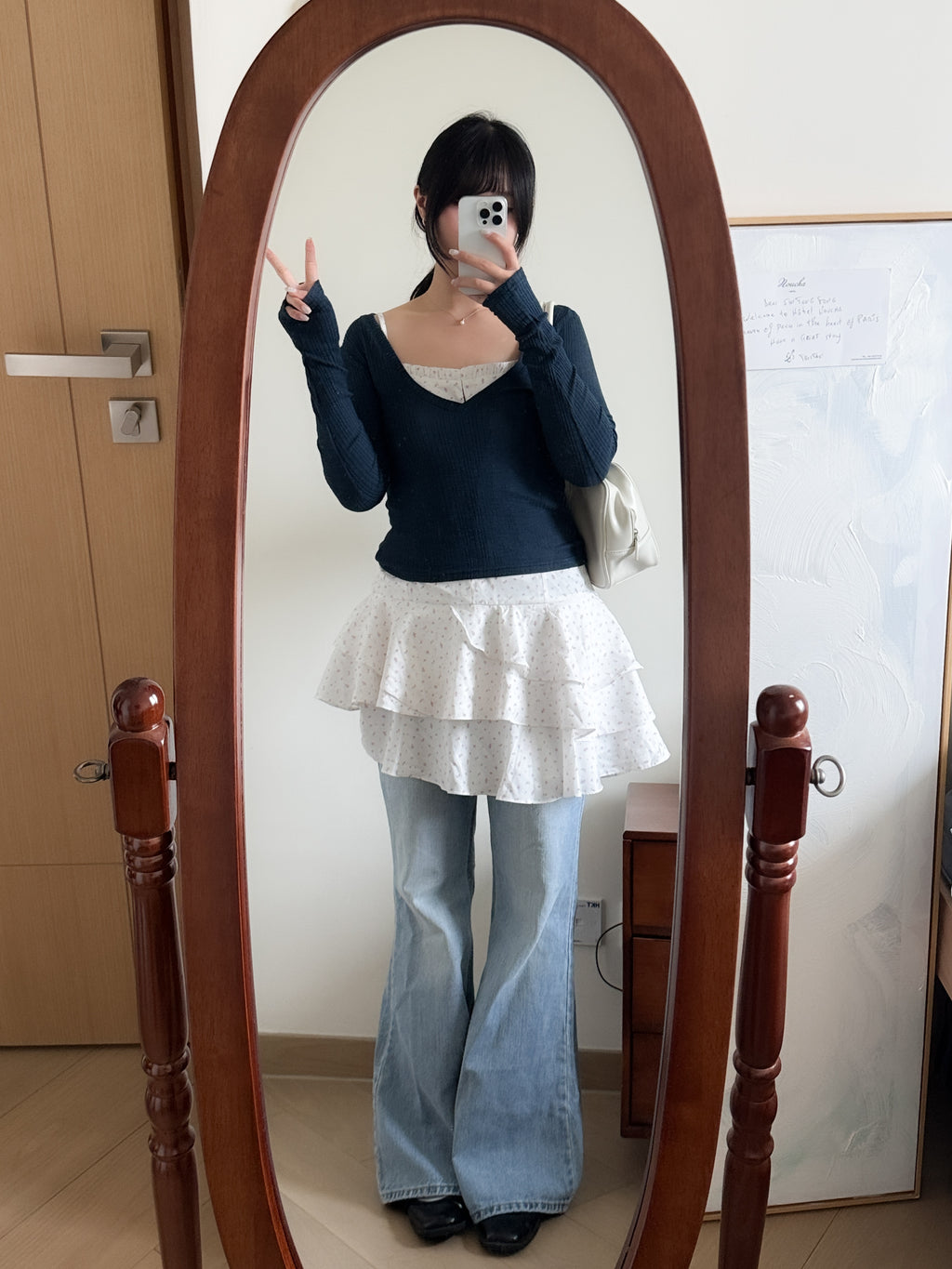 復古碎花背心layer dress