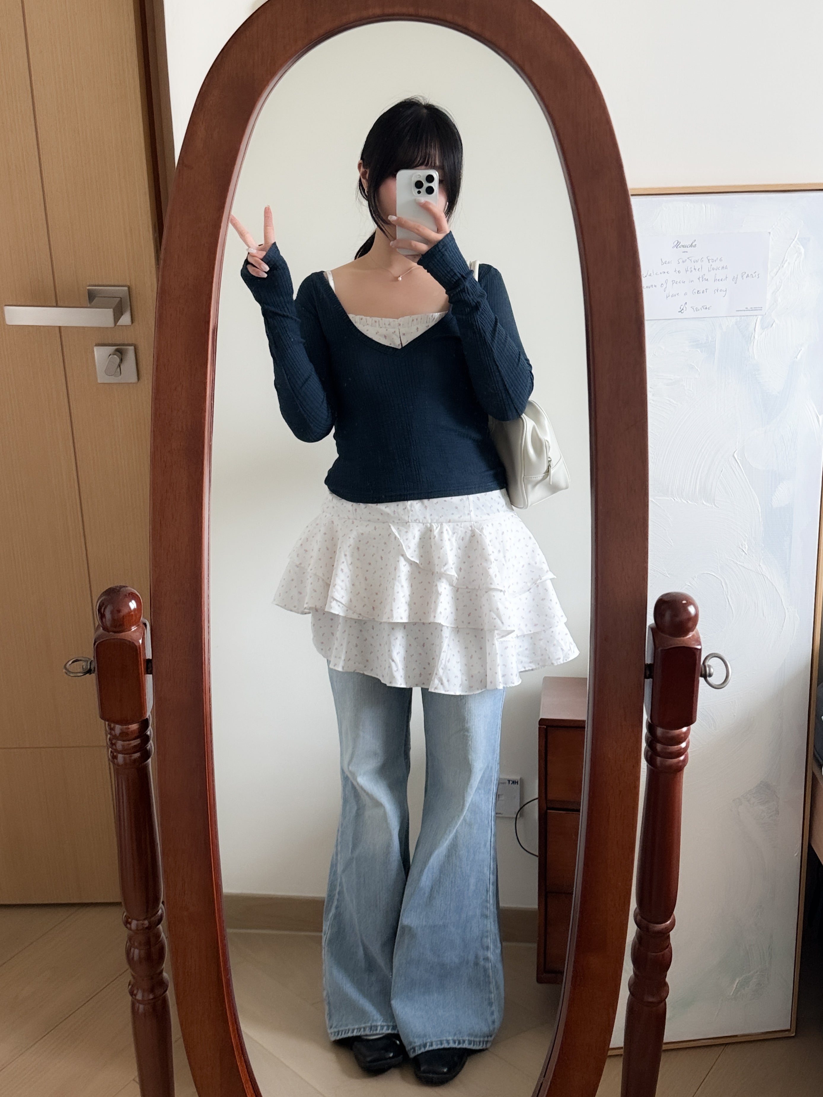 復古碎花背心layer dress