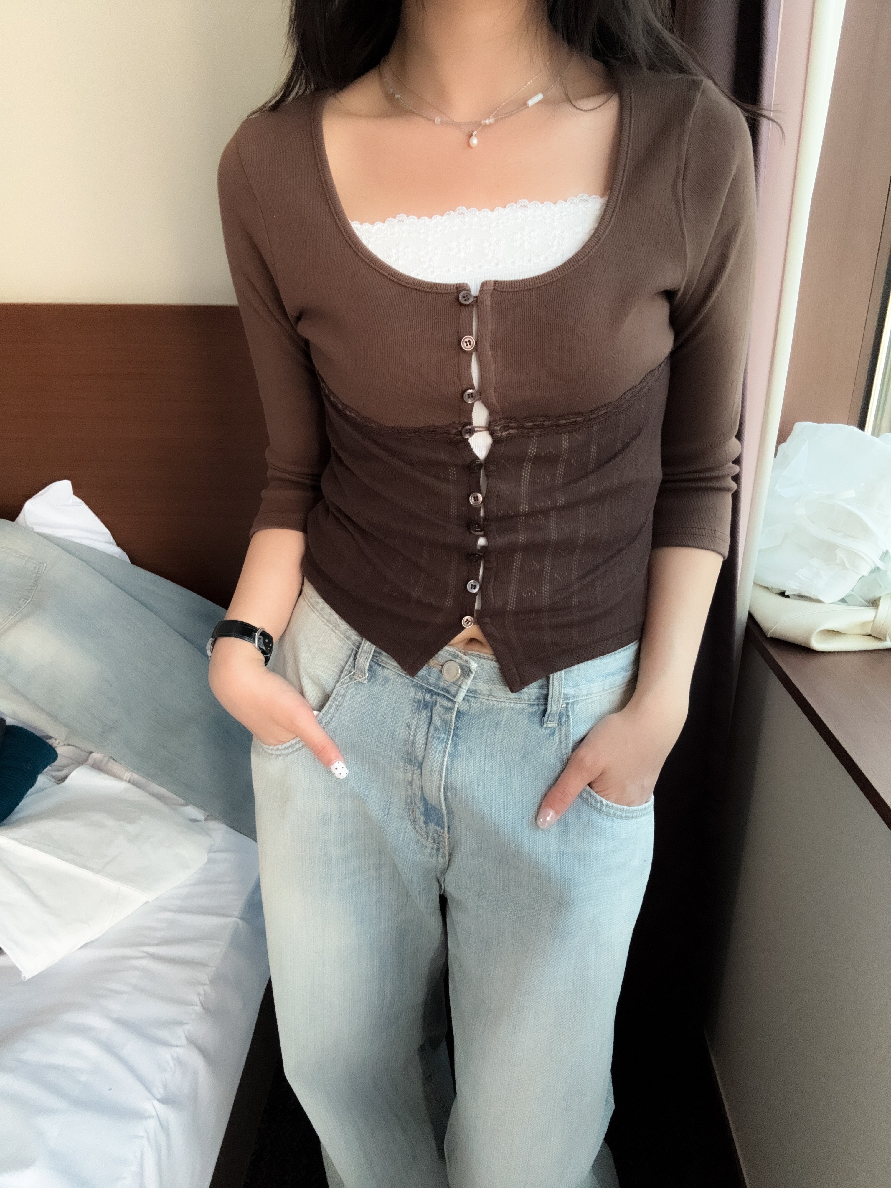 ORI/韓妹日常慵懶感低腰牛仔褲