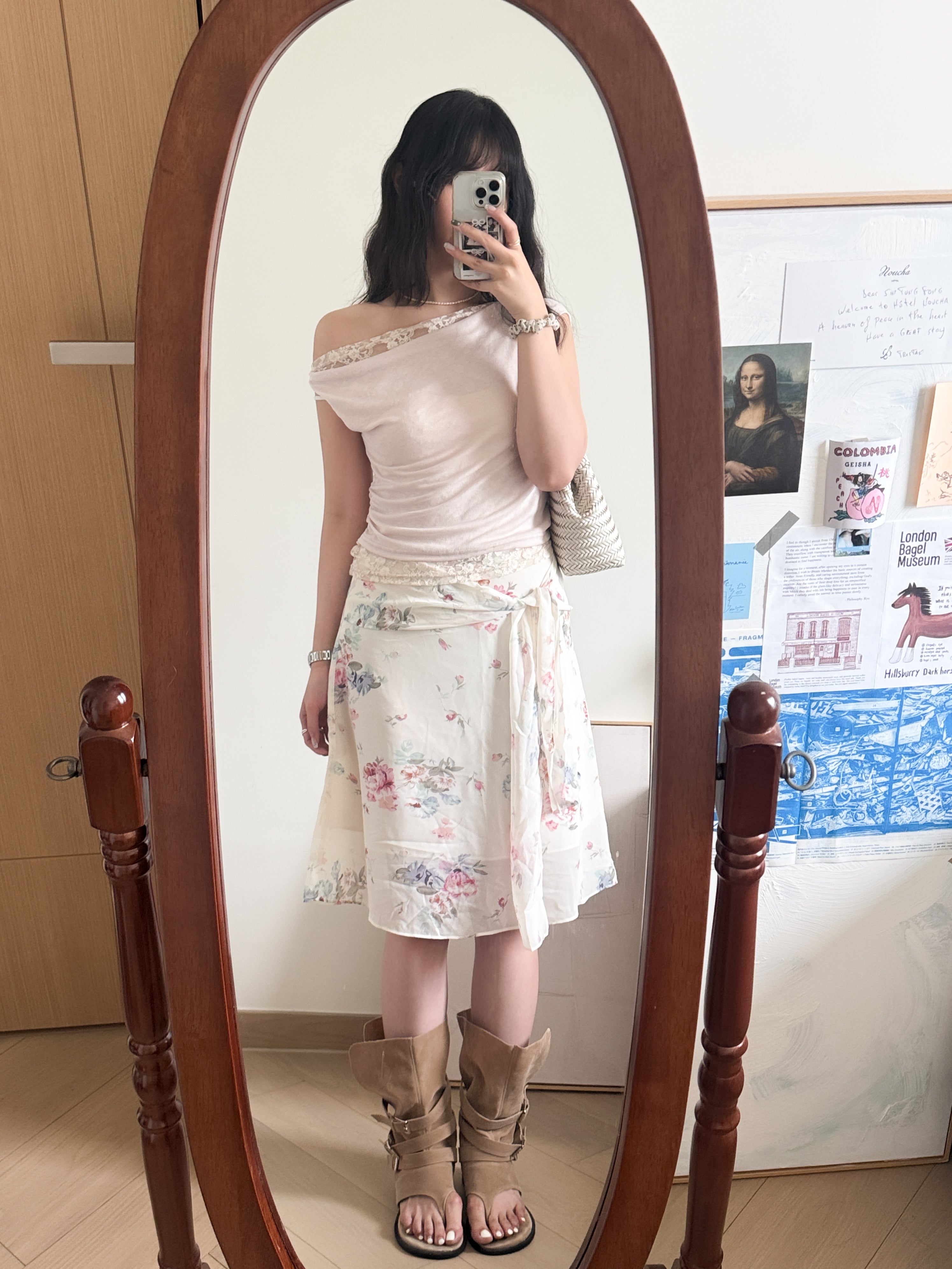 法式復古感花花中裙