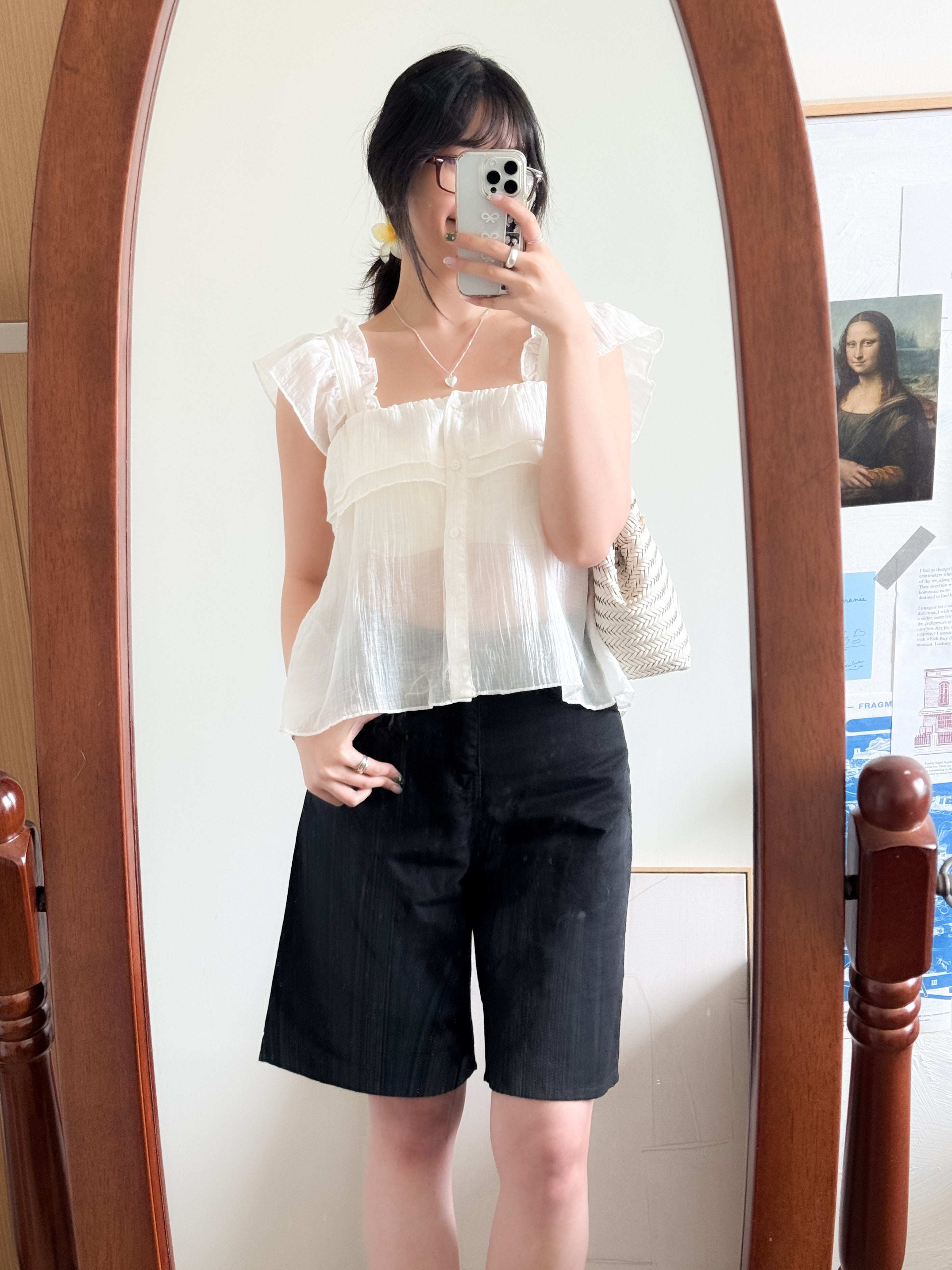 法式度假感超短袖blouse