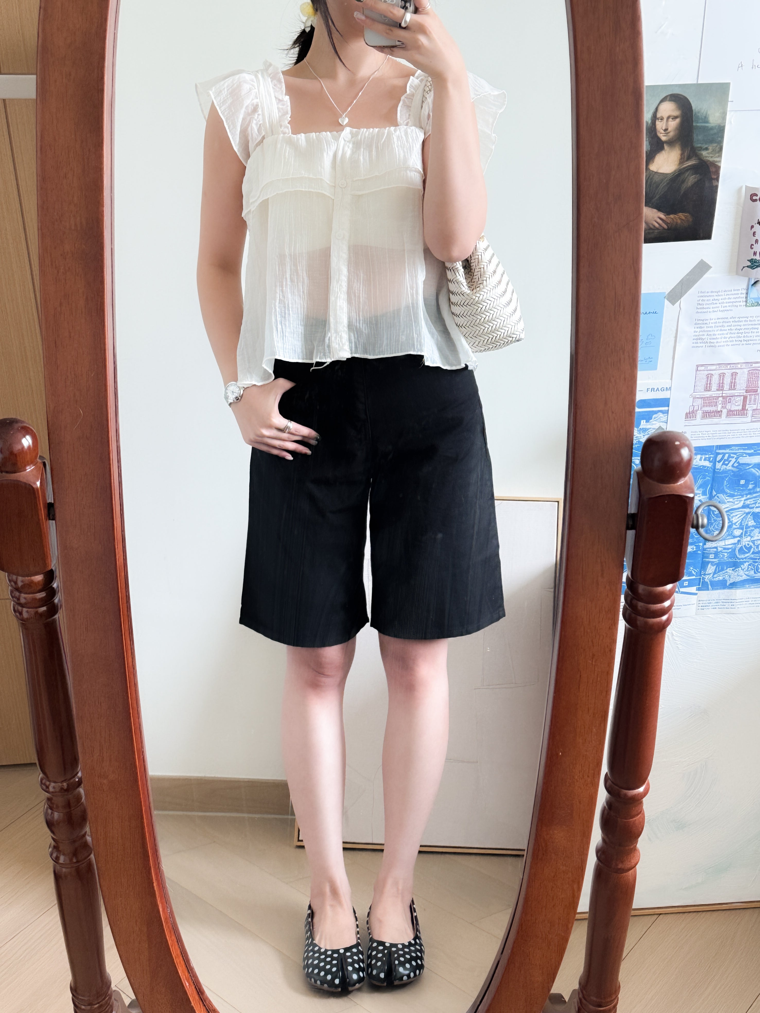 法式度假感超短袖blouse