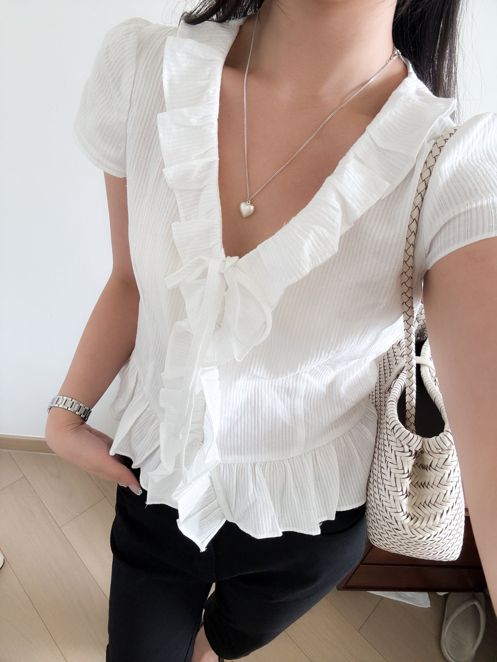 法式復古感ruffle blouse