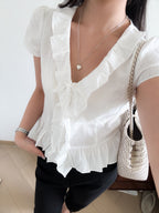 法式復古感ruffle blouse