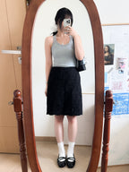 法式女孩的暗花刺繡中裙