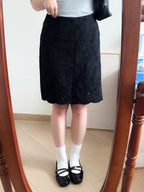 法式女孩的暗花刺繡中裙