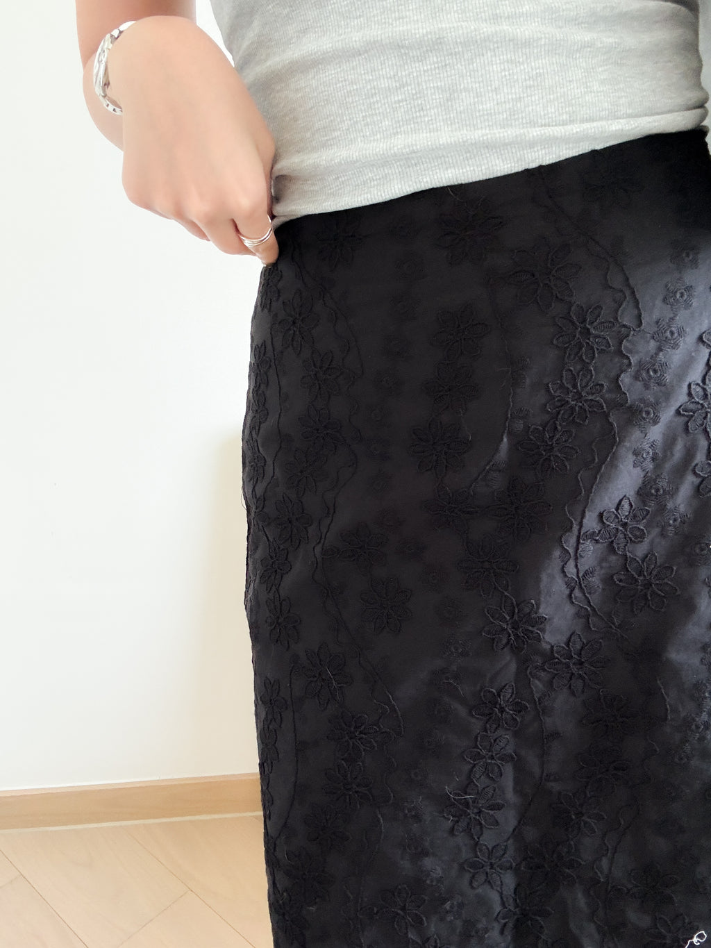 法式女孩的暗花刺繡中裙
