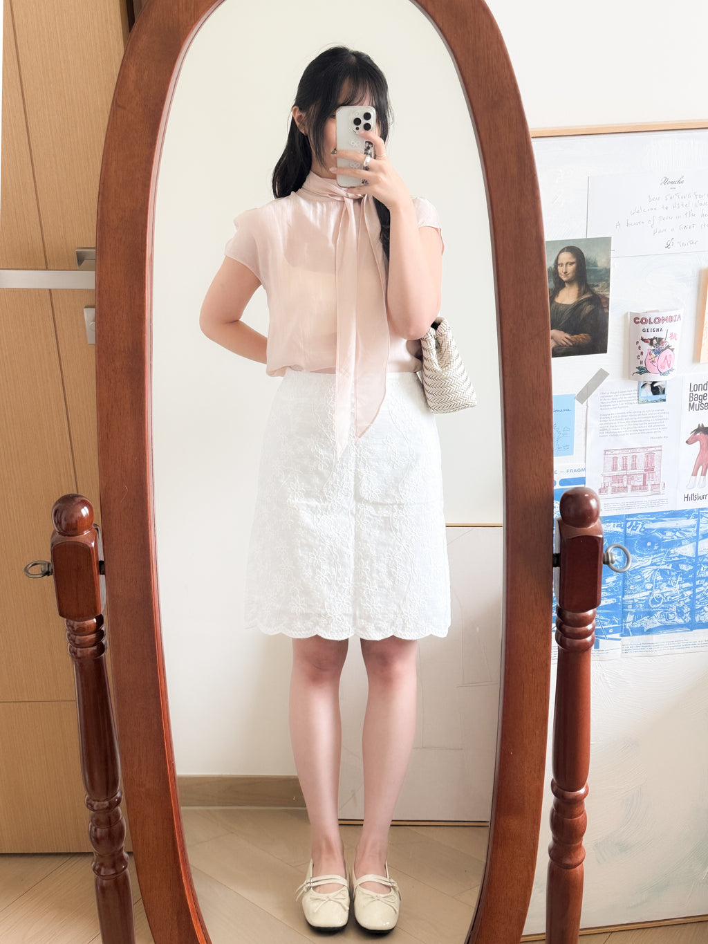 法式女孩的暗花刺繡中裙