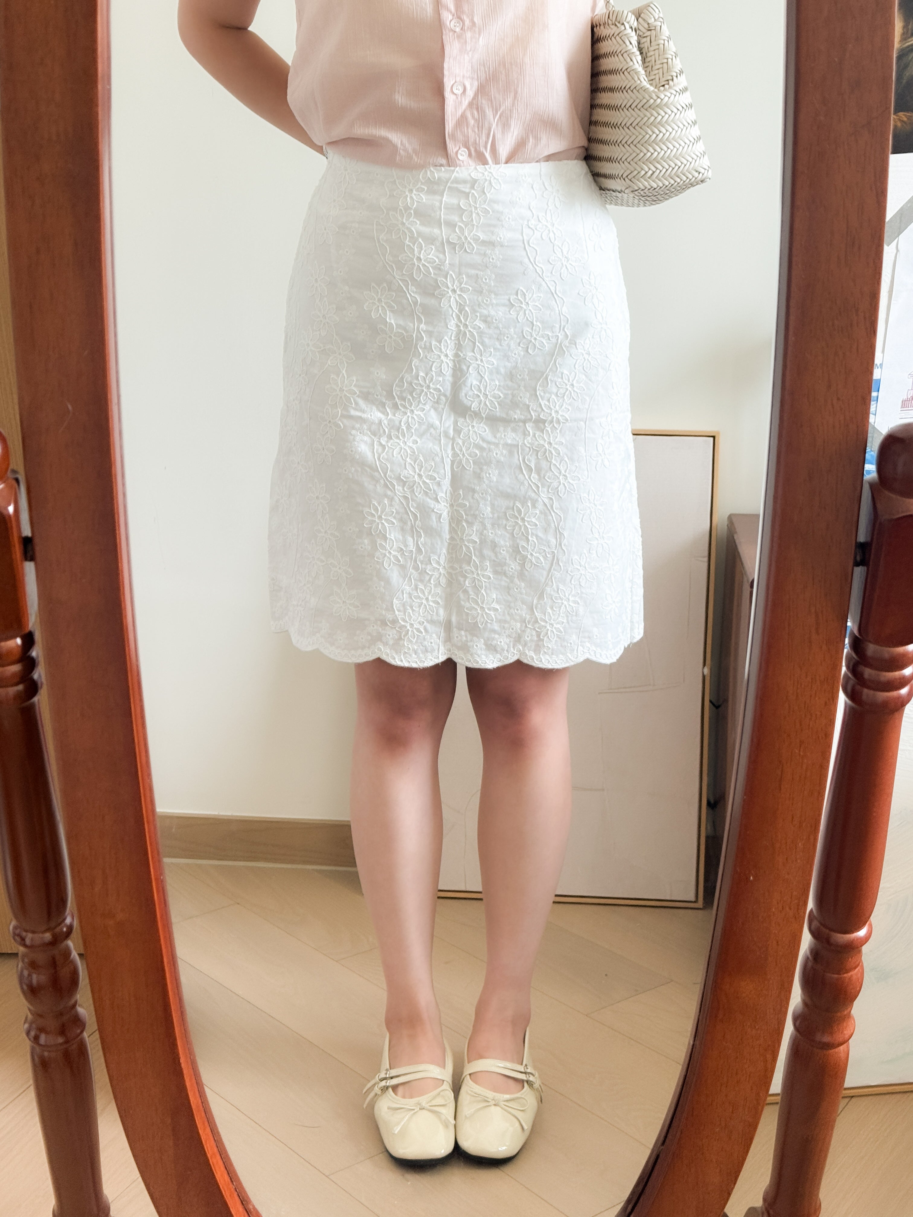 法式女孩的暗花刺繡中裙