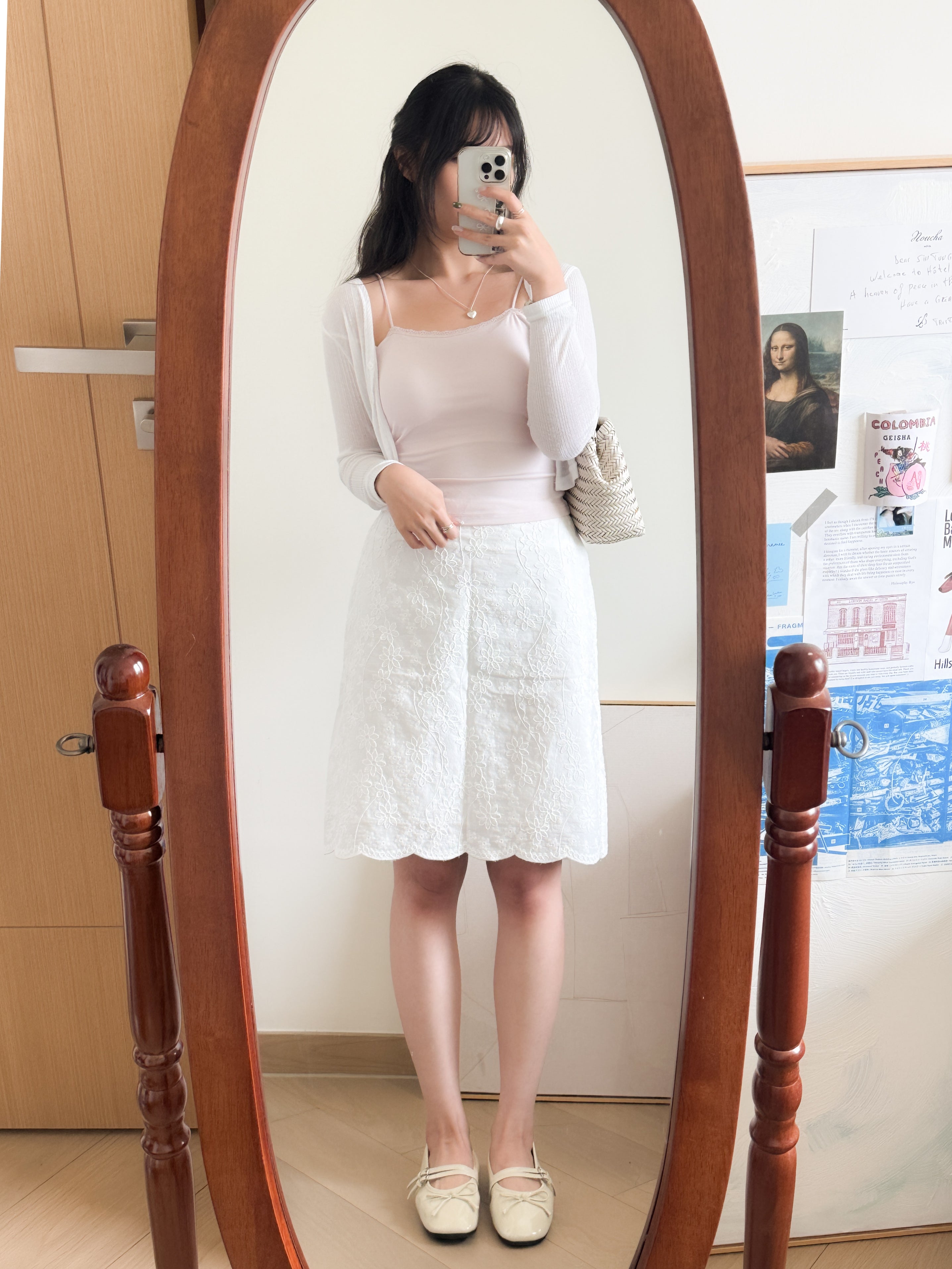 法式女孩的暗花刺繡中裙