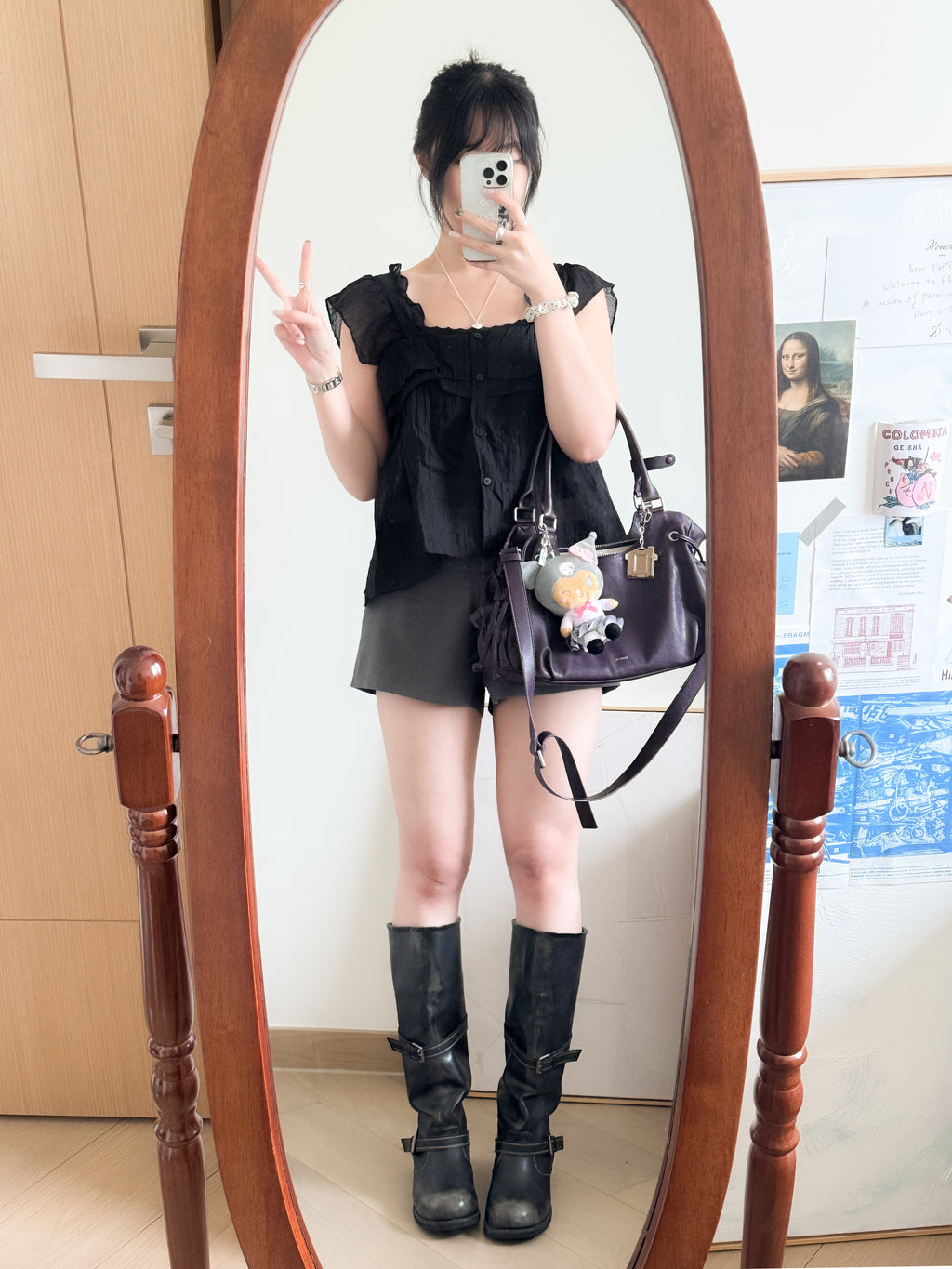 法式度假感超短袖blouse