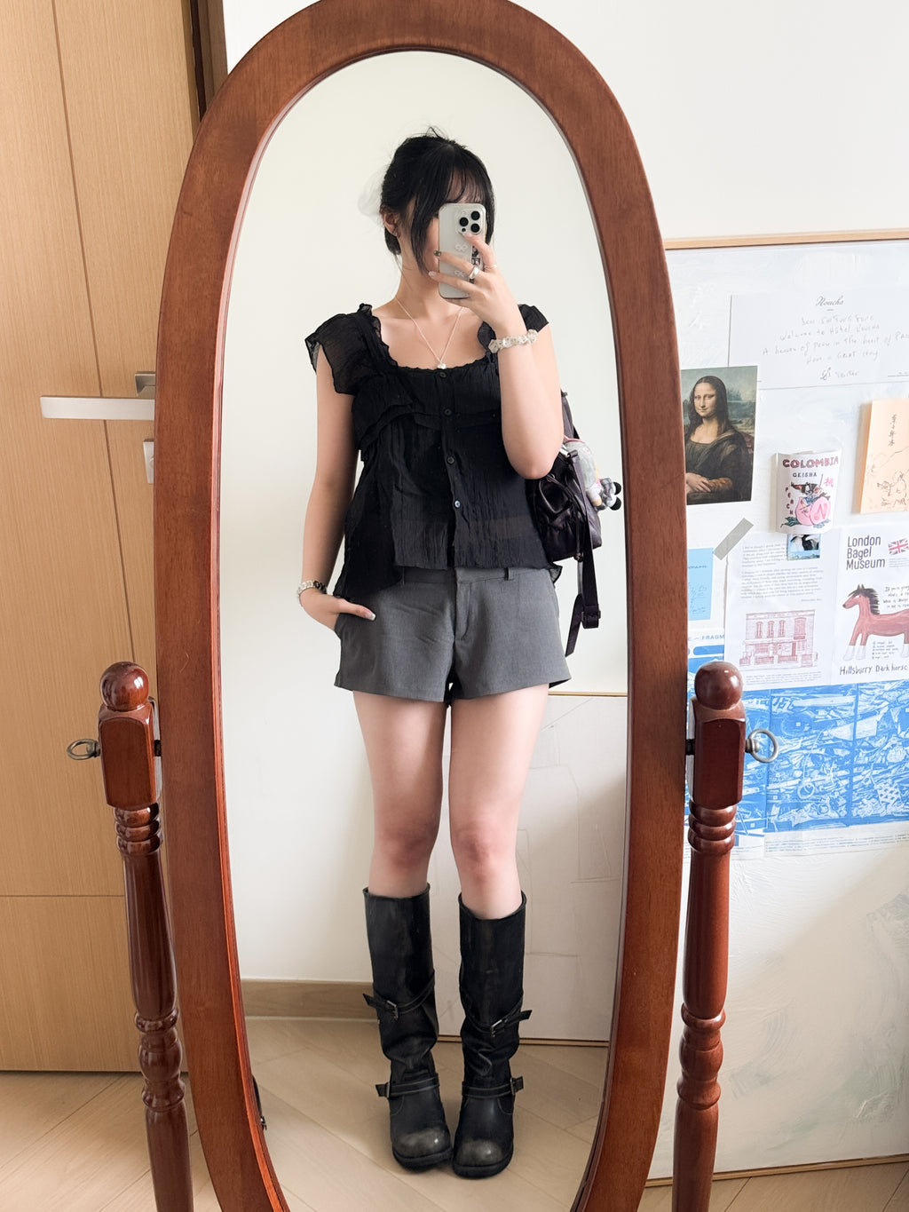 法式度假感超短袖blouse