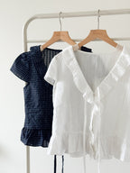 法式復古感ruffle blouse