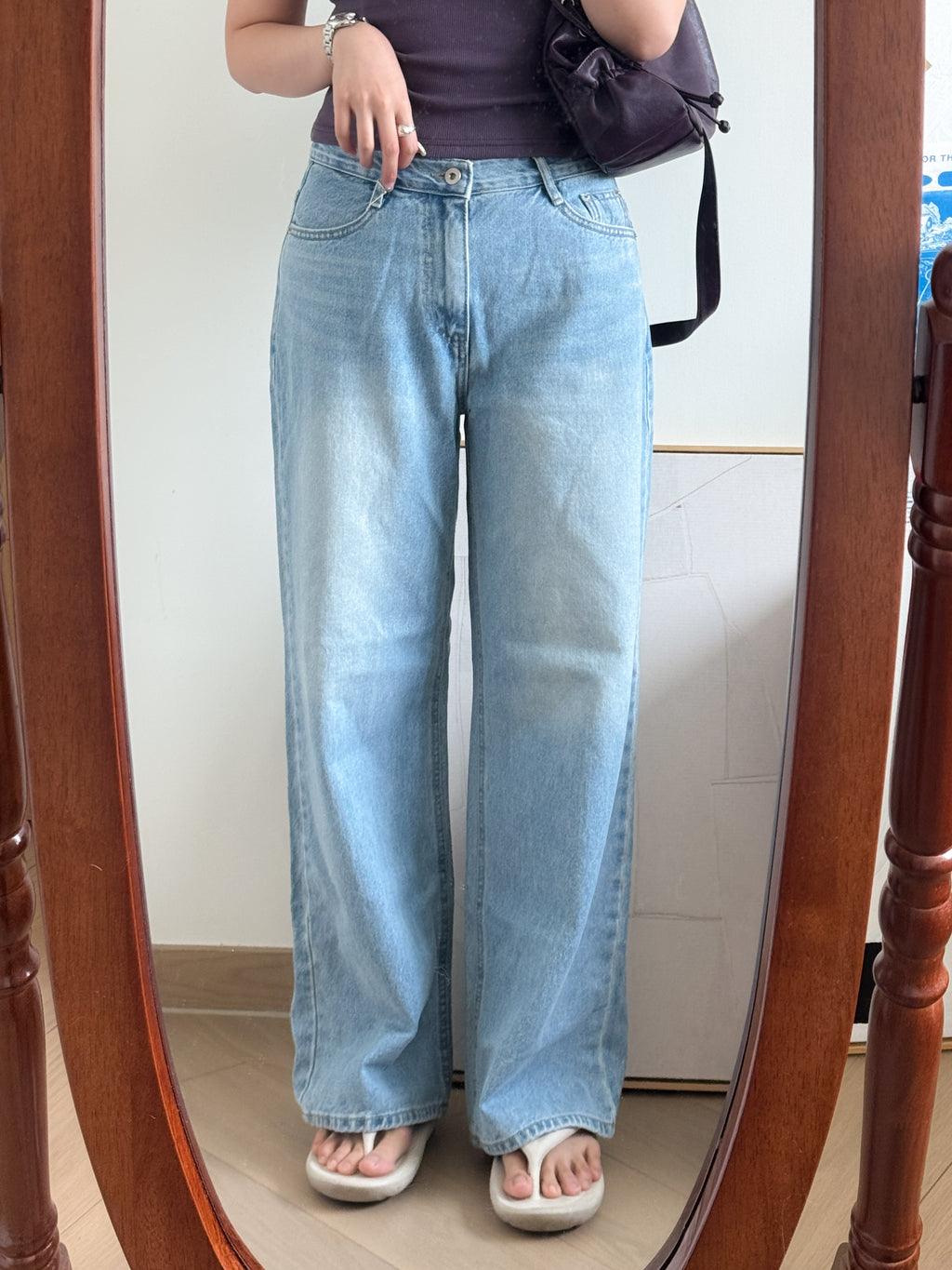 Summer low rise wide denim pants