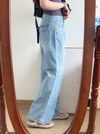 Summer low rise wide denim pants