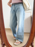 Summer low rise wide denim pants