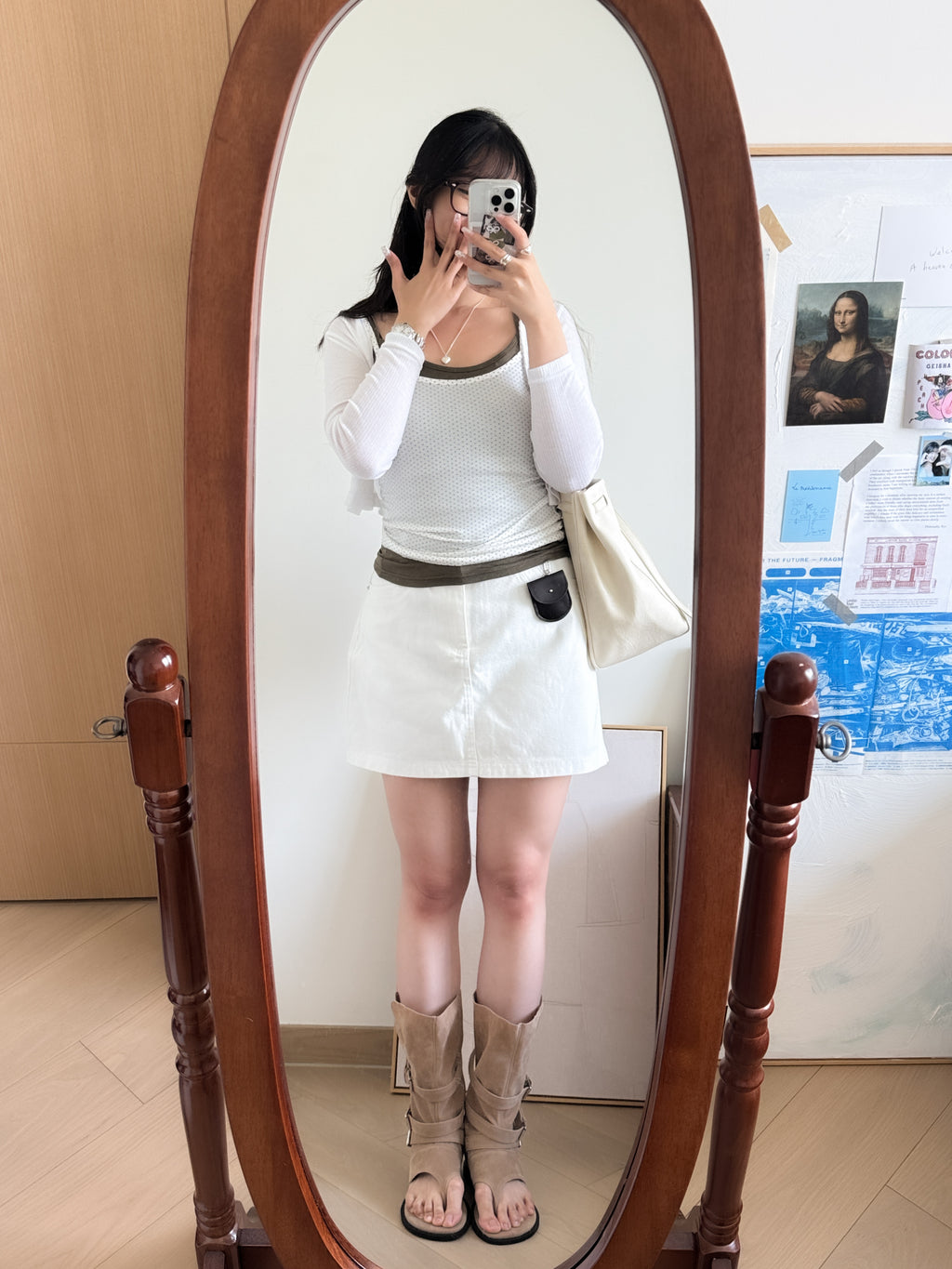 cool girl denim skirt with belt