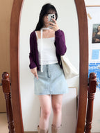 cool girl denim skirt with belt