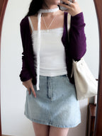 cool girl denim skirt with belt