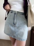 cool girl denim skirt with belt
