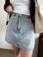 cool girl denim skirt with belt