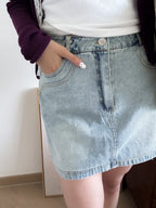 cool girl denim skirt with belt