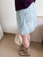 cool girl denim skirt with belt