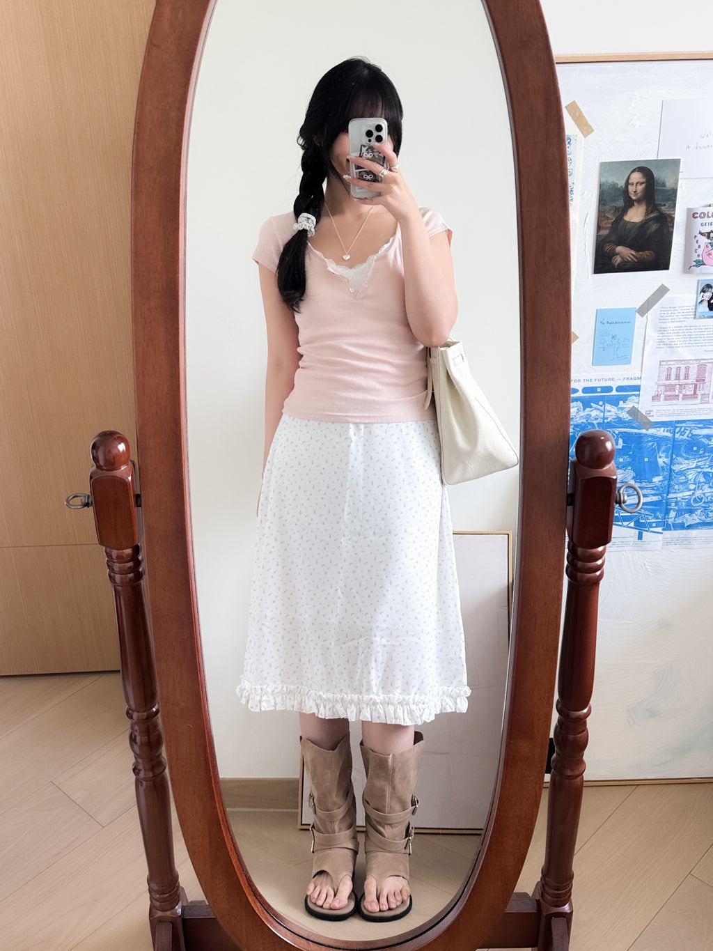 法式女孩的小碎花邊中裙