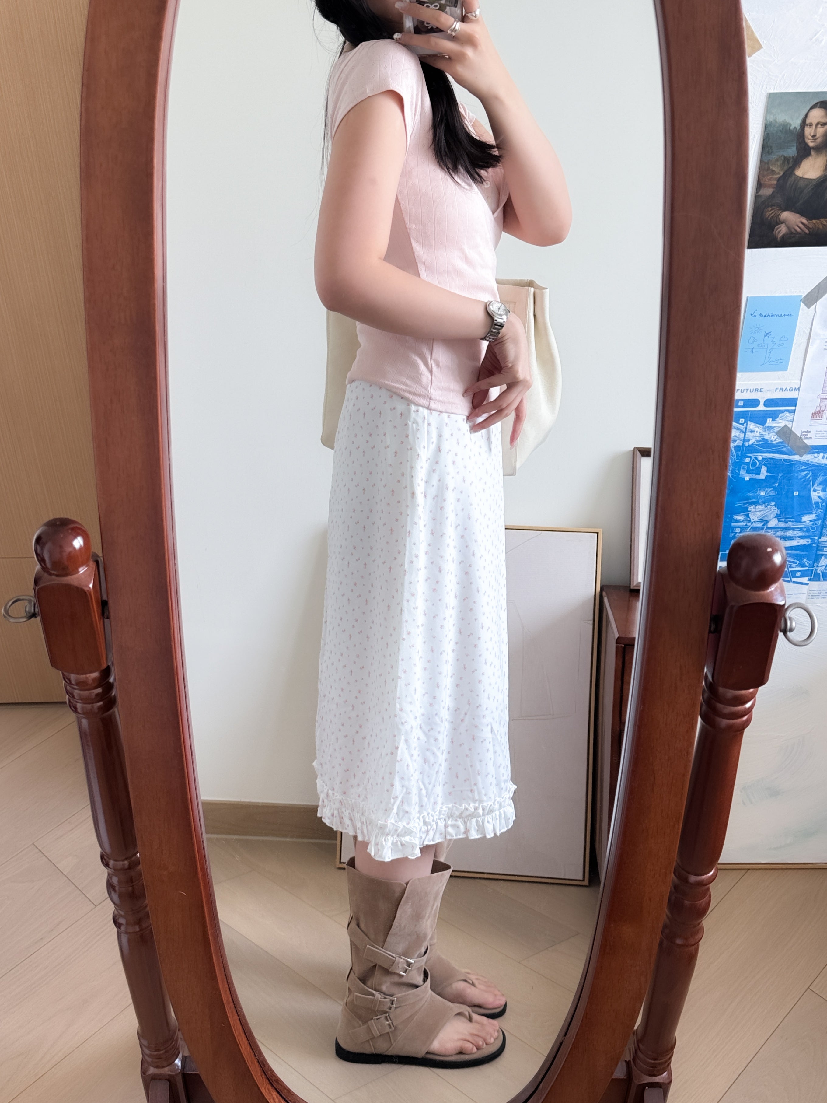 法式女孩的小碎花邊中裙