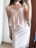 氣質透透scarf set blouse