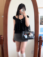 氣質透透scarf set blouse