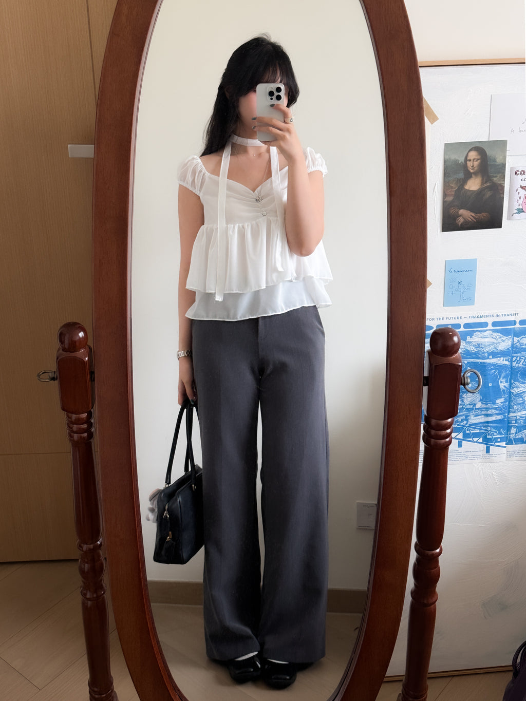 氣質透透scarf set blouse