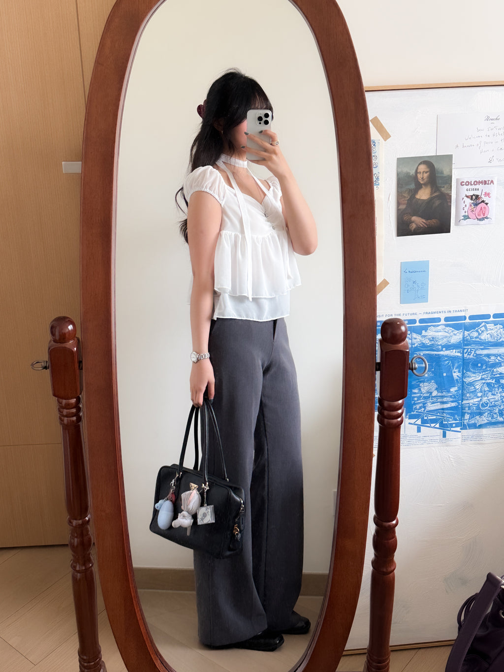 氣質透透scarf set blouse