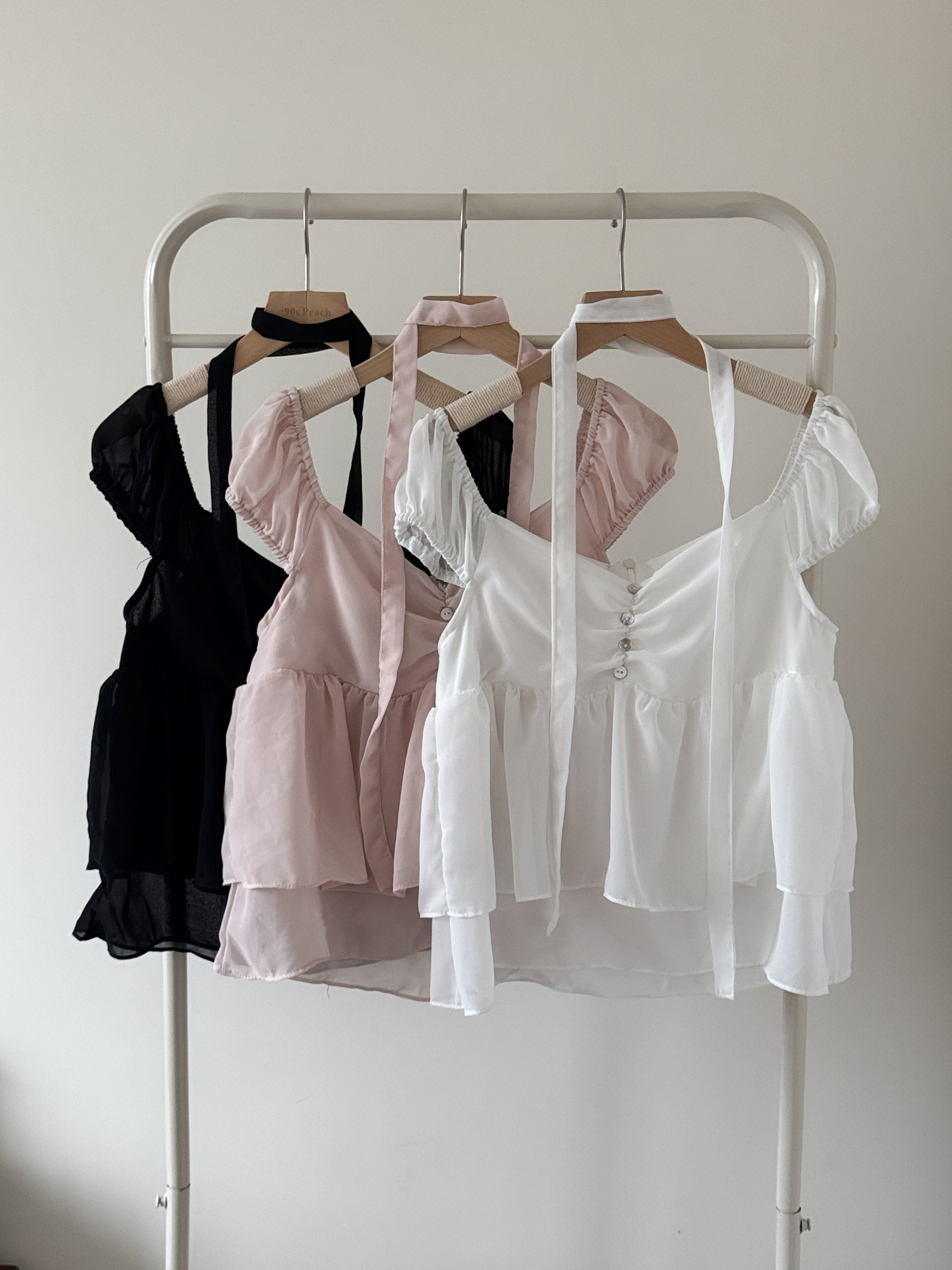 氣質透透scarf set blouse