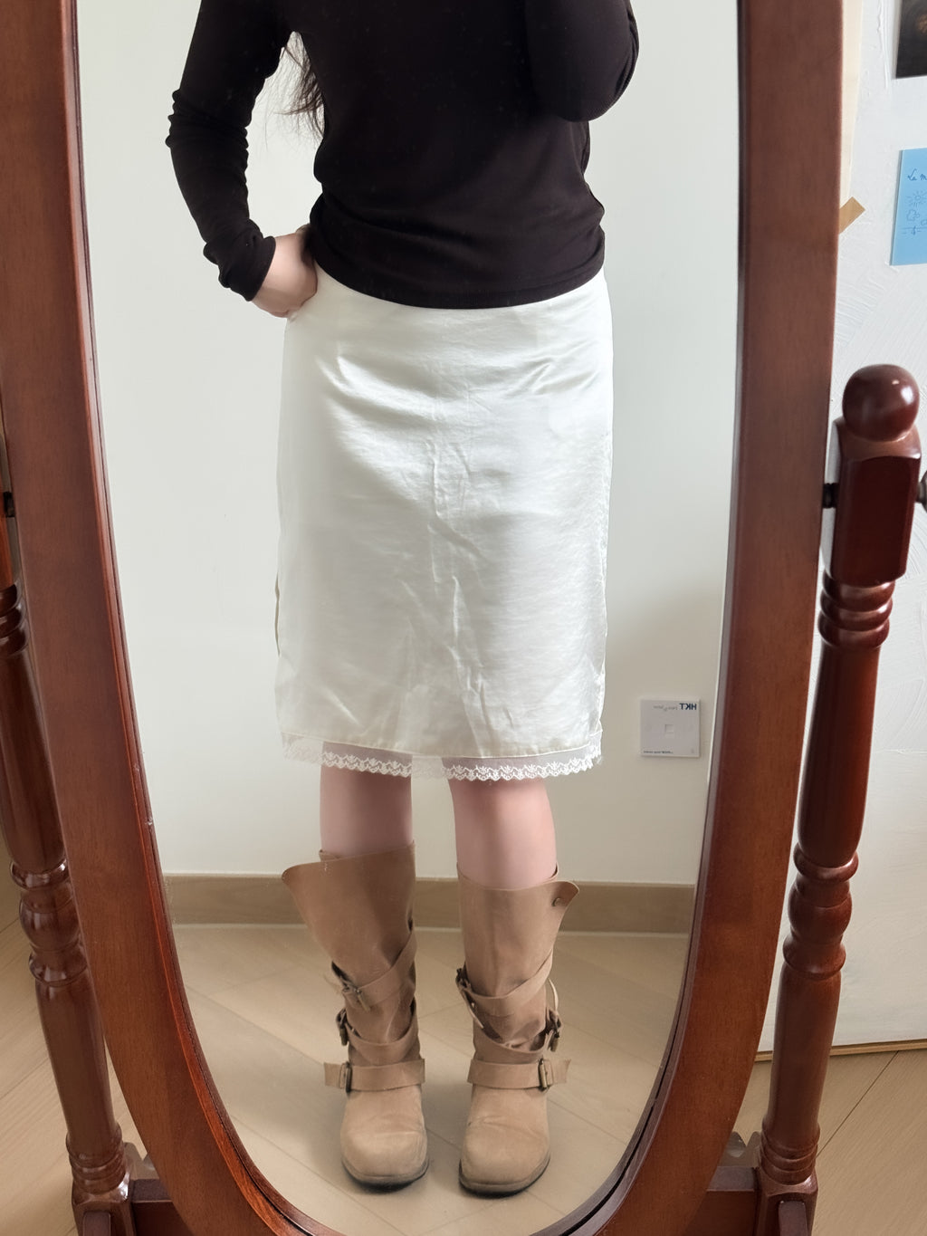 spring satin skirt