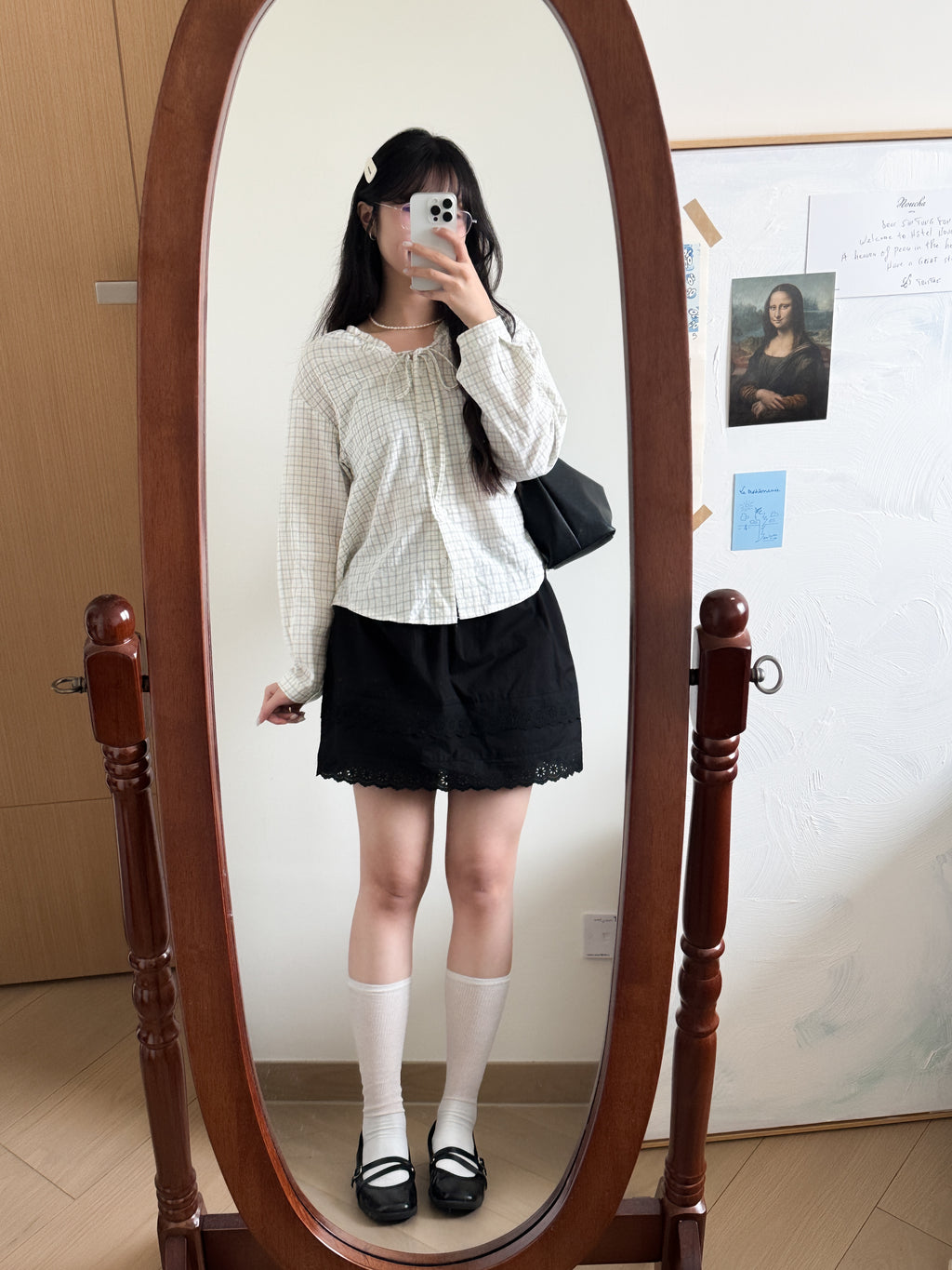 法式女孩的格紋blouse