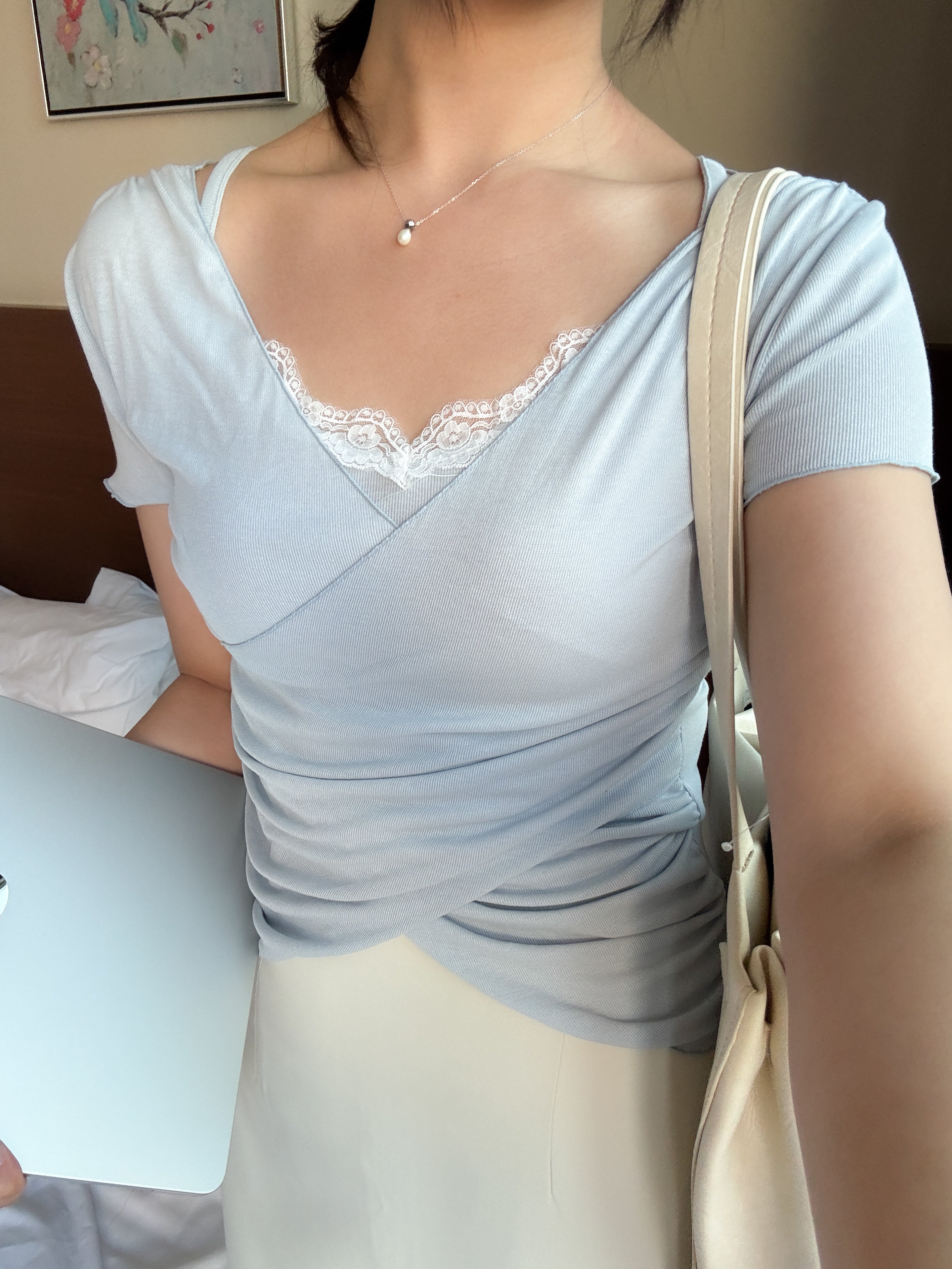 溫柔感滿滿的假2件laces set//超顯瘦
