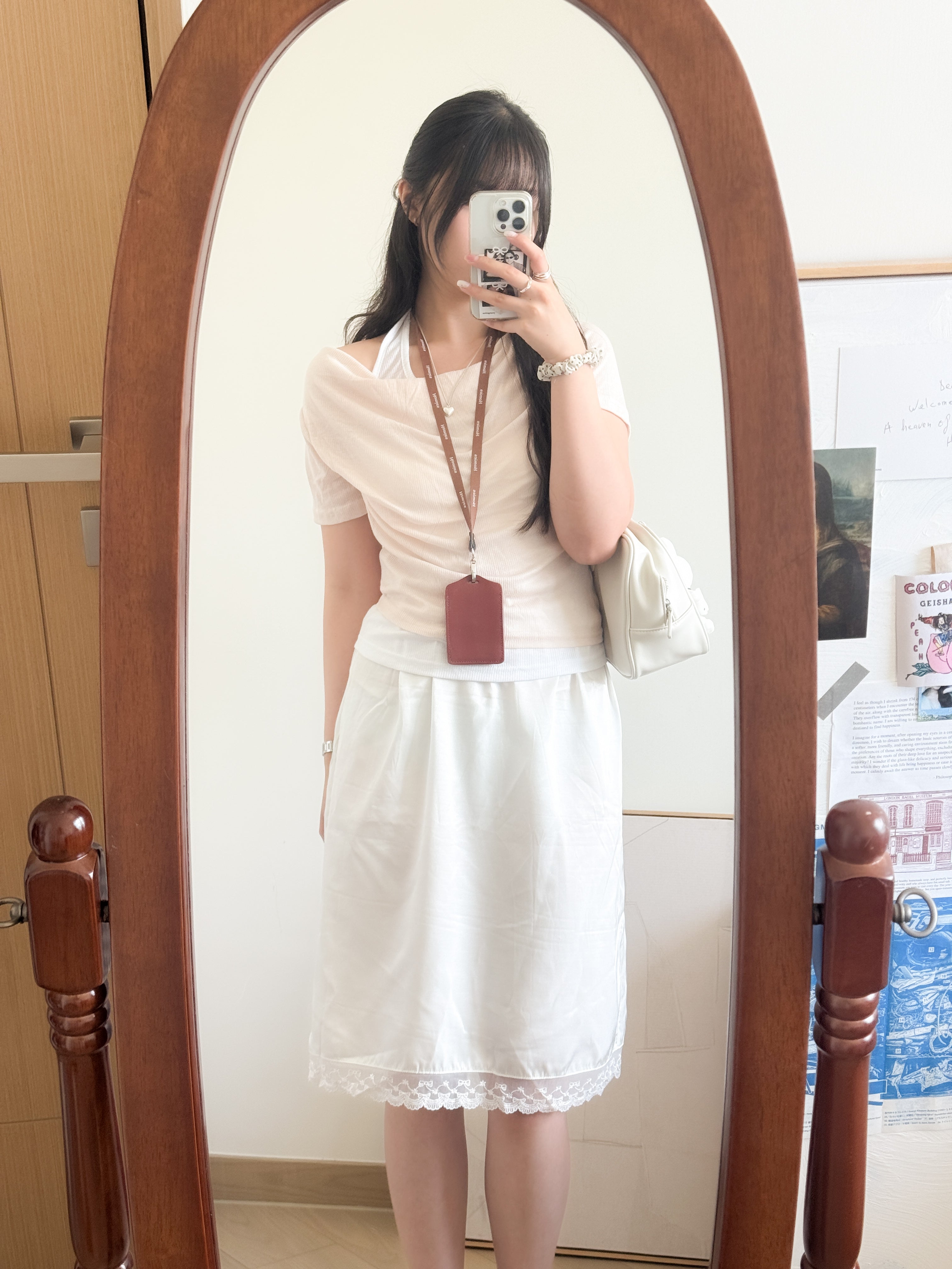laces satin mid-skirt