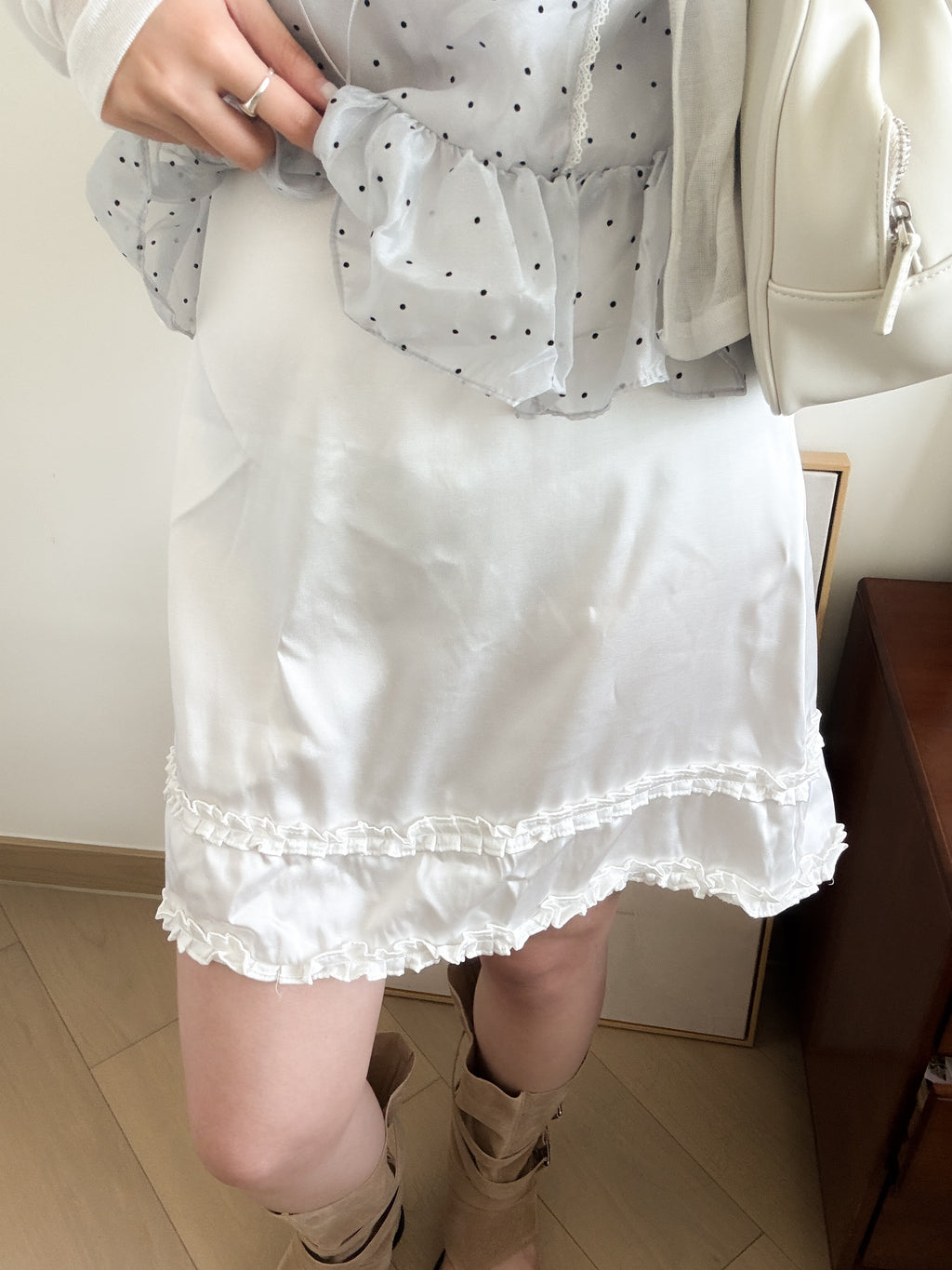 satin ruffle skirt
