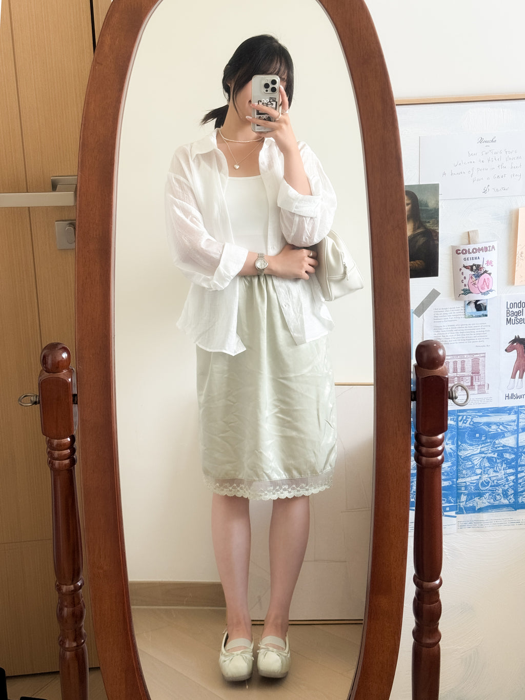 laces satin mid-skirt