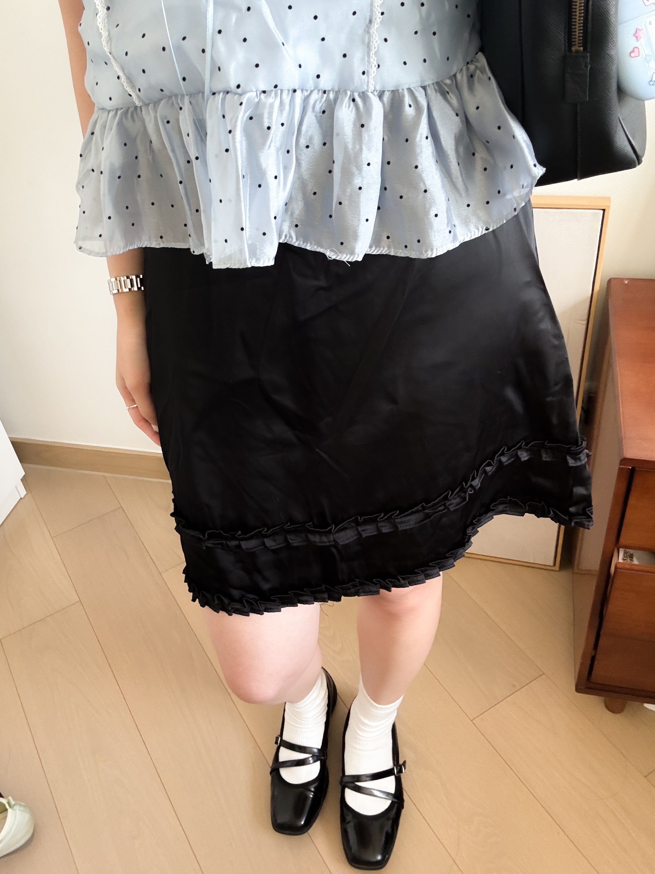 satin ruffle skirt
